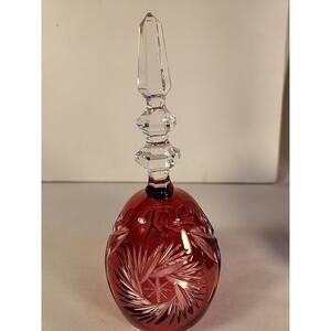 Vintage Lead Crystal Cranberry Red Cut to Clear Dinner Bell